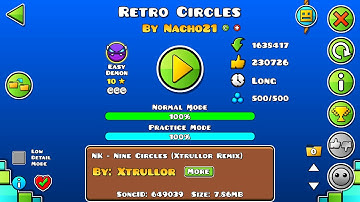 Geometry Dash | Retro Circles 100% (3 COINS) [Easy Demon]
