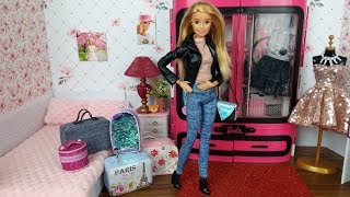 Barbie Packs Her Dolls Bags to go on a Trip!New Doll Clothes.Barbie Bedroom Morning Routine @Barbie