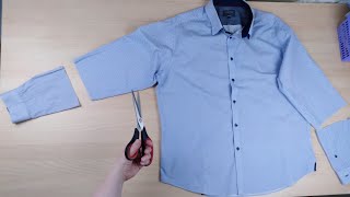 HOW TO MAKE A WOMEN'S BLOUSE FROM A MEN'S SHIRT IN 10 MINUTES!