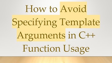 How to Avoid Specifying Template Arguments in C+ +  Function Usage