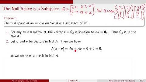 MATH 3191: Proof that Nul A is a Subspace