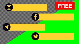 FREE Social Media Lower Thirds | Instagram, Facebook, Twitter, Telegram | Green Screen, transparent