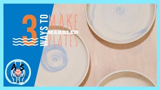 3 different ways to make a 7 inch marbled clay plate @Pottery101 pottery video