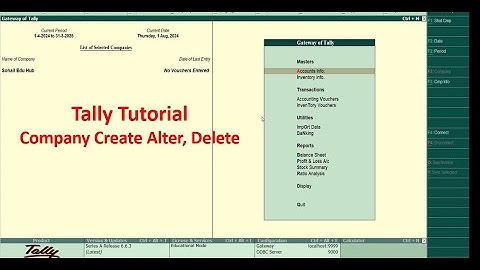 Creation, Select, Shut, Alter, and Delete Company in Tally ERP9 | Tally Tutorial | Sohail Edu Hub