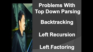 Top Down Parser | Problems With Top Down Parsers | Backtracking | Left Recursion | Left Factoring
