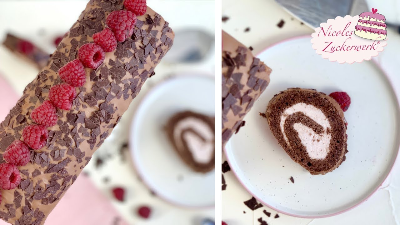 Himbeer-Schoko-Biskuitrolle I lecker & einfach zuzubereiten I Rezept von Nicoles Zuckerwerk