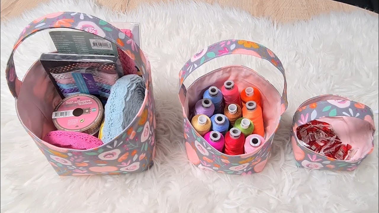 DIY Fabric Basket in 3 Sizes Fabric Basket Tutorial Bucket Basket Bag DIY YouTube