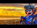 Paramotor Flight - Liverpool Cityscape At Sunrise