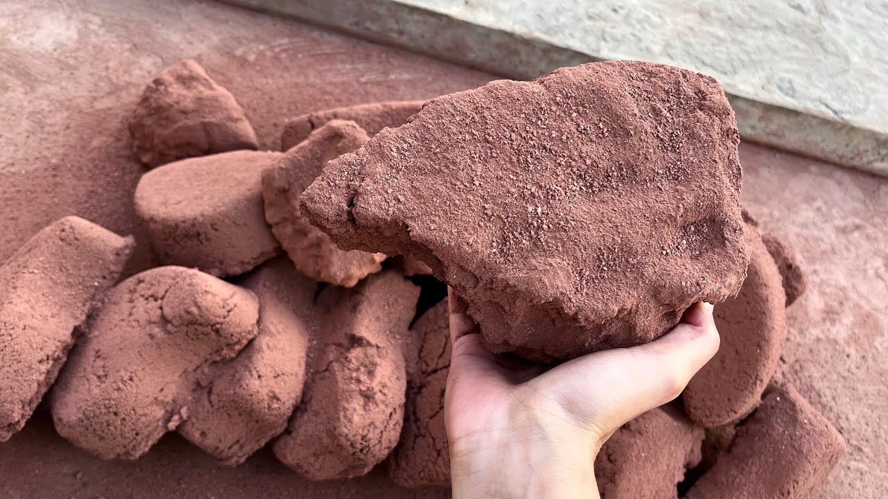 New || Pure Reddirt Chunks and Mangoes Dry Floor crumbling asmr || relaxing and satisfying asmr