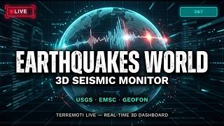 🔴 Earthquakes Live Monitor 24/7 | 3D Seismic Monitor & World Map