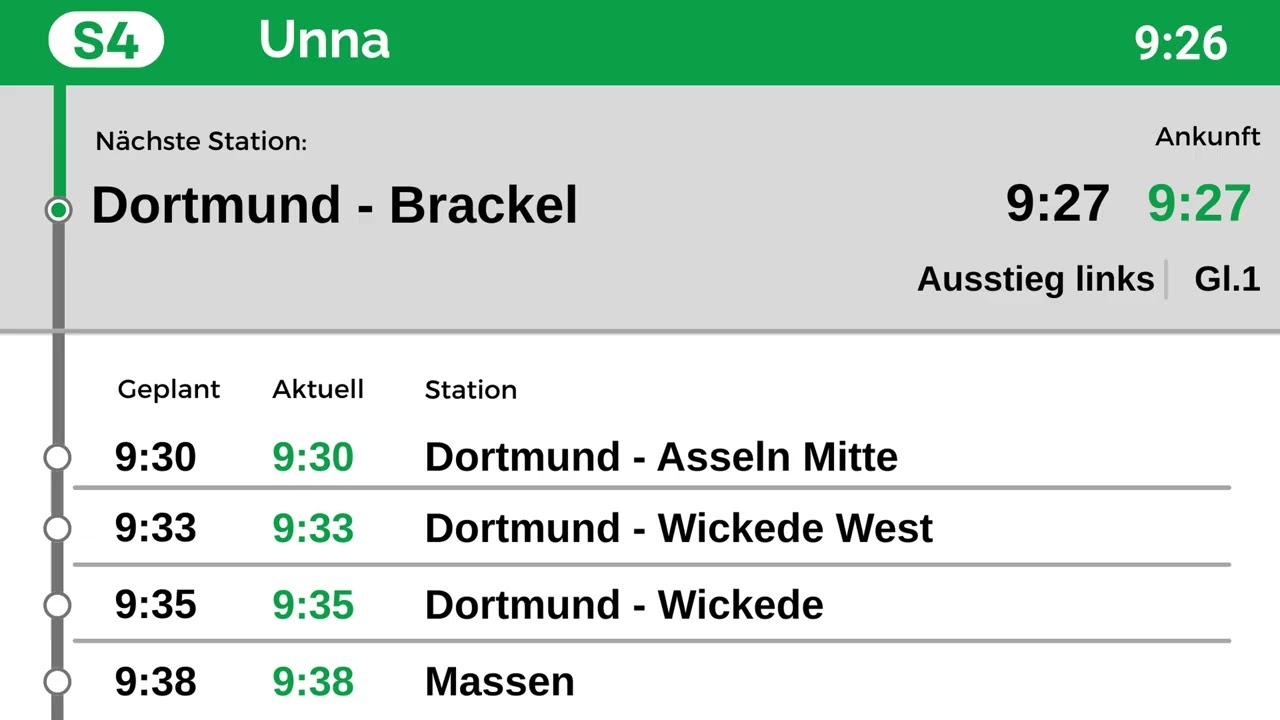 [S Bahn Rhein Ruhr] Ansagen S4 Lütgendortmund- Unna