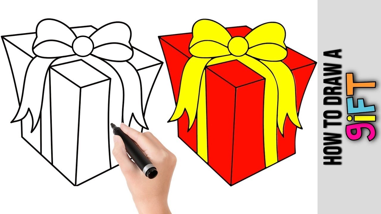How To Draw A Christmas Gift ★ Cute Easy Drawings Tutorial