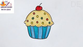 How to Draw a CUTE Cupcake step by step Easy Sweet dessert