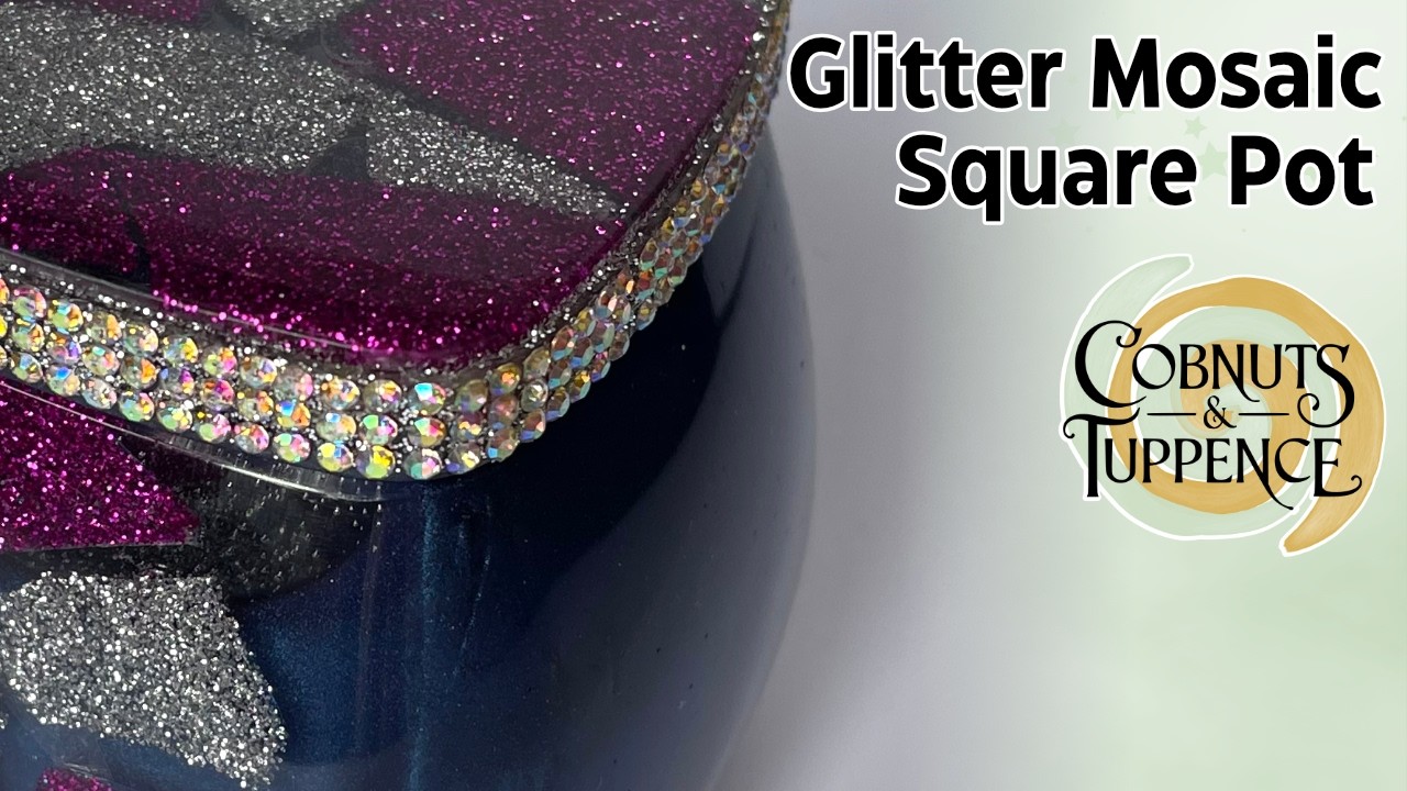 Glitter Mosaic Square Pot | Resin Art