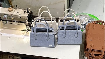 cách vào nẹp khóa kéo miệng những chiếc túi xách màu xanh rất dễ và đẹp