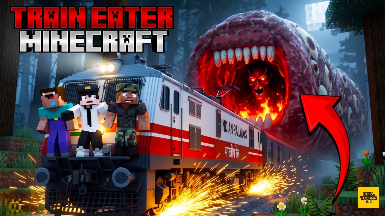 Escaping Train Eater in Minecraft 😱