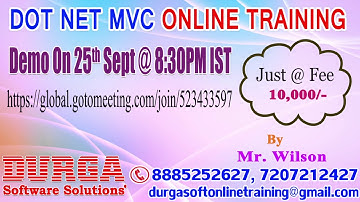 DOT NET MVC Online Training by Mr. Wilson on 25th Sept @8:30PM IST