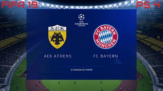 FIFA 19 AEK Athens vs FC Bayern Gameplay UEFA Champions League (4K)