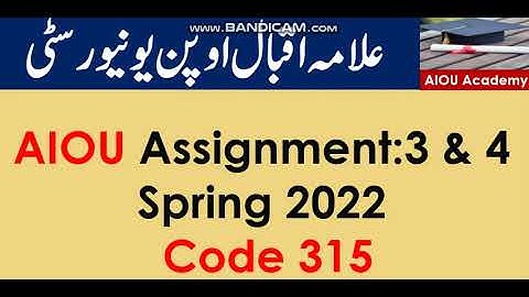 AIOU Code 315-3 & 4 Spring 2022