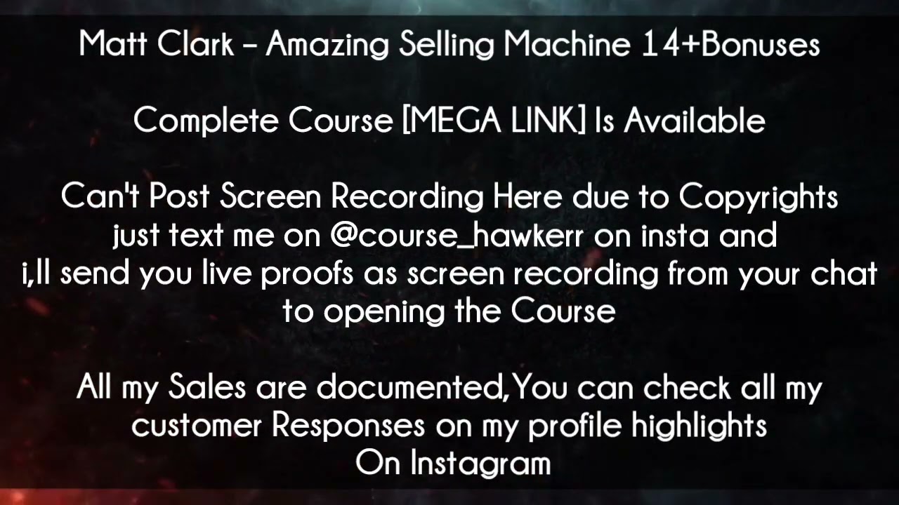 30$-Matt Clark - Amazing Selling Machine 14+Bonuses Download | Matt Clark Course