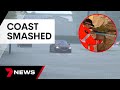 Drivers take their chances as the sunshine coast is smashed by flooding  7 news australia