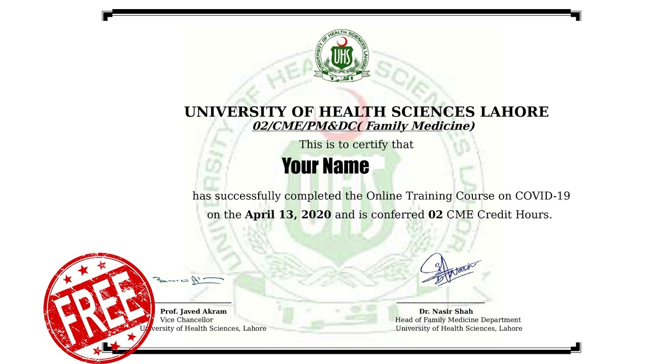 Uhs free 2 cme accredited certificate for medical students and doctors