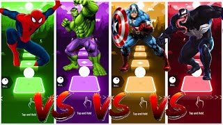 SPIDERMAN vs HULK vs CAPTAIN AMERICA vs VENOM | Marvel Heroes | Tiles Hop / Tiles Hop EDM Rush 🔥