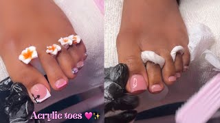 Acrylic toe tutorial 🩷 | How to do acrylic toes + nail art