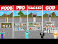 UNDERGROUND BUNKER BASE BUILD CHALLENGE - Minecraft Battle: NOOB vs PRO vs HACKER vs GOD / Animation