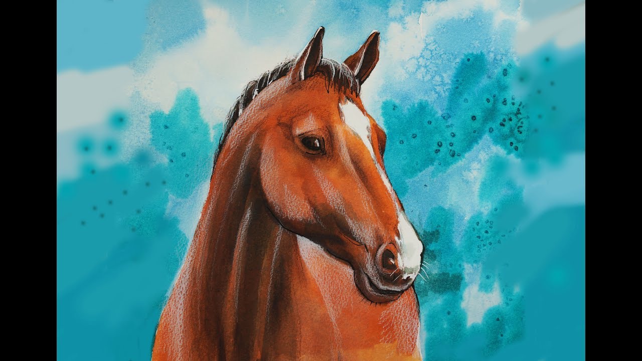 Come Disegnare Un Cavallo Ad Acquerello Drawing A Horse Head With Water Color лошадь акварелью