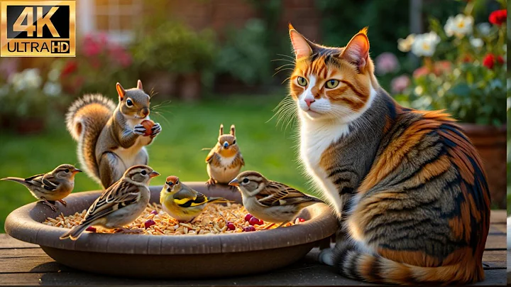 [NO ADS] Cat TV for Cats to Watch 😸 Birds & Squirrels Chase Each Other for Seeds 🐦🐿️  4K HDR