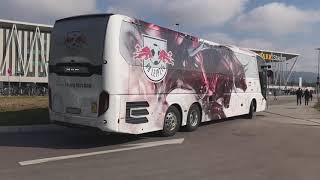 SC Freiburg and RB Leipzig bus arrived at new Europa-Park stadium - first home game 1. Bundesliga