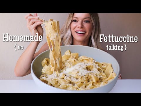 Creamy Garlic Fettuccine MUKBANG | No Talking (Talking Removed) - YouTube