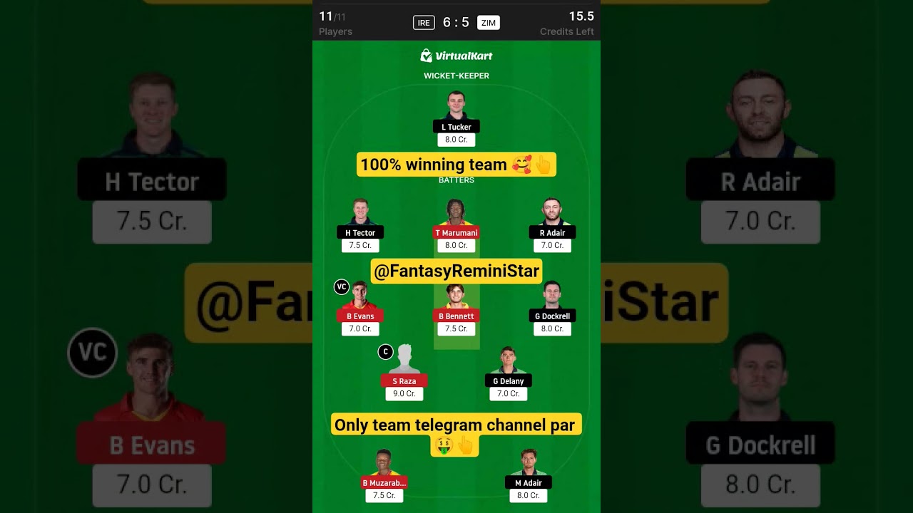 IRE vs ZIM dream11| ire vs zim dream11 prediction| ICC T20 world cup| ire vs zim dream11 team today|