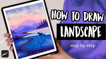 Watercolor Landscape Painting in Procreate // Step-by-Step Easy Tutorial