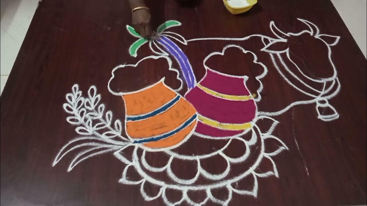 Pongal pannai kolam|Mattu pongal kolam|bhogi pongal special kolam|Thai