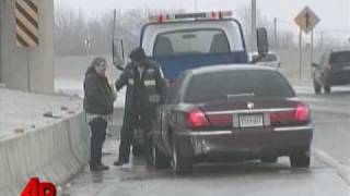 Raw Video: Ice Storm Wreaks Traffic Havoc