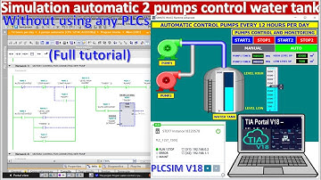 TIA Portal V18| PLCSIM V18 simulation 2 pumps working each 12 hours follow timer setting (Full)