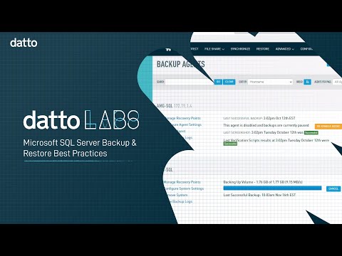 Datto Labs: Microsoft SQL Server Backup & Restore Best Practices