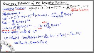 MH2801 Recurrence Relations of Legendre Functions
