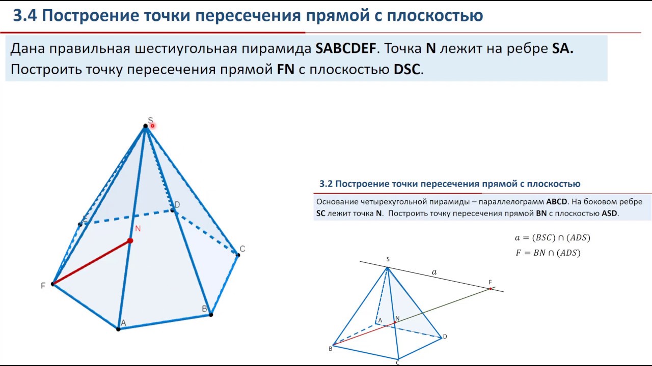 03. Построение точки пересечения прямой и плоскости - YouTube