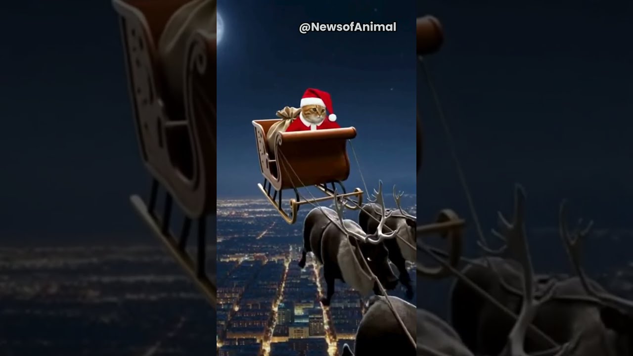 Flying Cat Santa Delivering Gifts 🎅😹 | Christmas Cat Short 