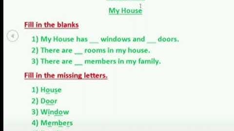 Class 1Ncret  Lesson 6 My House