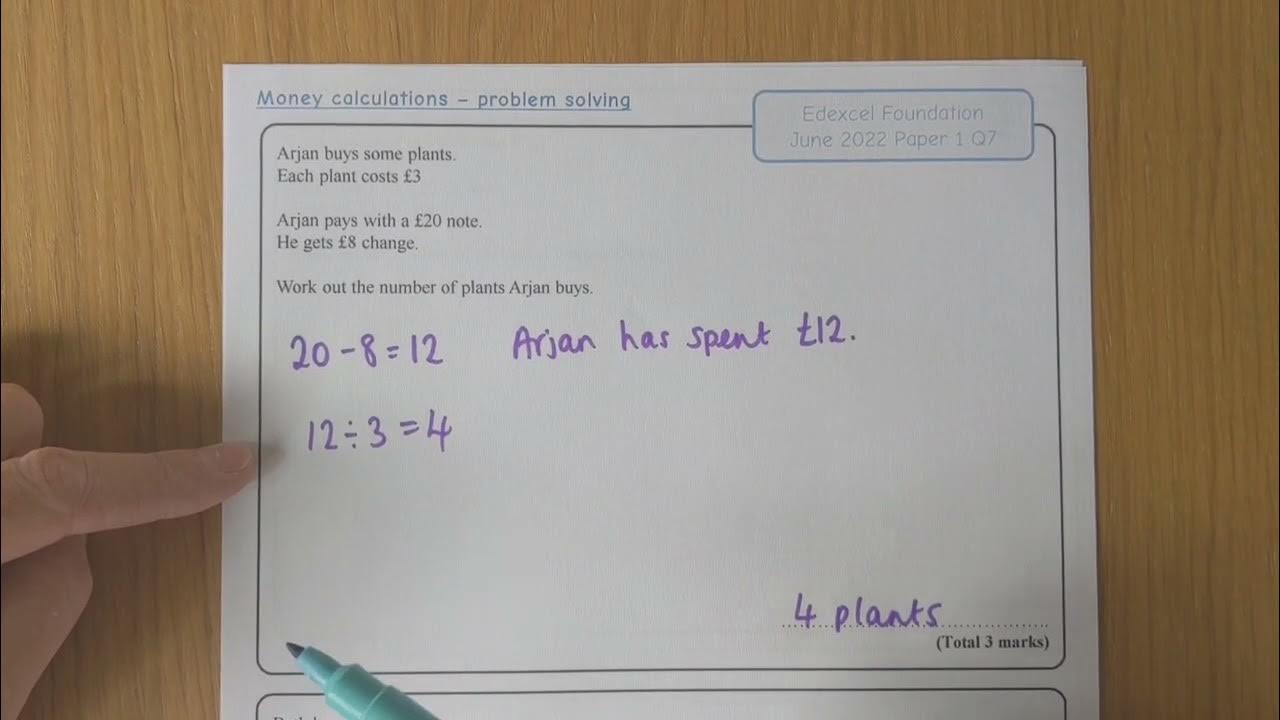 Gcse money calculations problem solving jun22 edexcel fp1 youtube