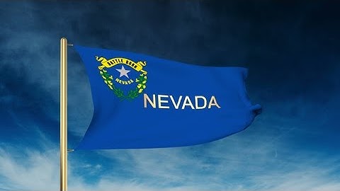 Nevada Flag Slider Style With Title. Waving In The Wind With Cloud Background An Stock Animation