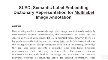 SLED Semantic Label Embedding Dictionary Representation for Multilabel Image Annotation