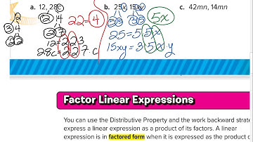 Ch 5 Lesson 8 Factoring Linear Expressions