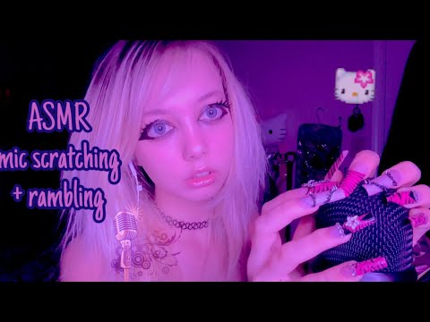 ASMR mic scratching + rambling💜 (fast and aggressive)