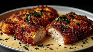 : Crispy chicken in creamy garlic parmesan sauce  Easy recipe