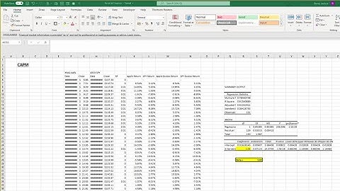 Finding CAPM Beta using Excel